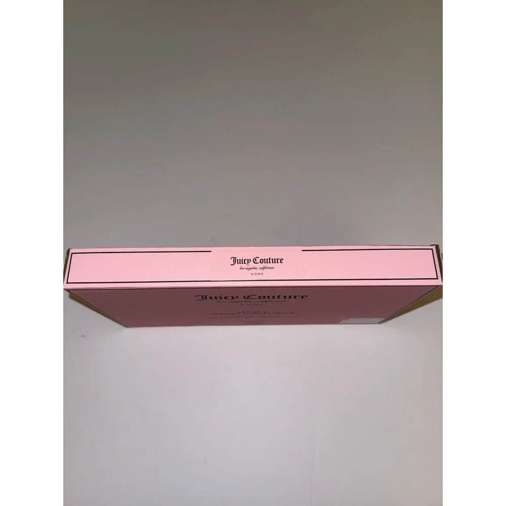 Juicy Couture Heart Trinket Tray Set Pink Jewelry Dish Set of 2 Ceramic NEW